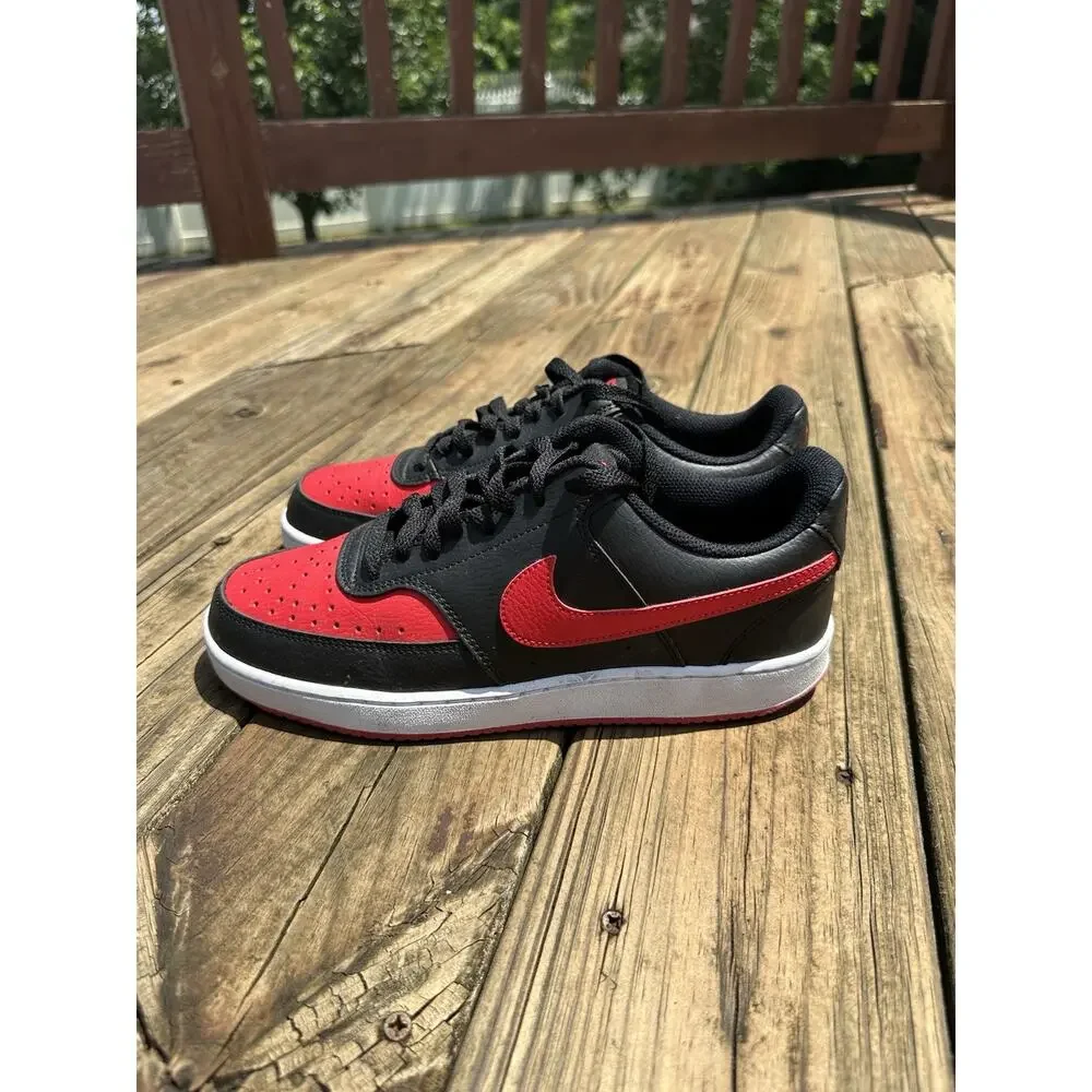 Nike Court Vision Low NN Next Nature Black/Red (FJ0685 010 ) Mens Size 8.5